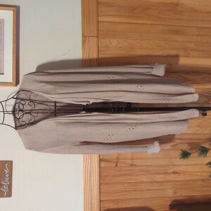 Loft Cardigan Draped Waterfall Open Front Tan Women's Size Large L VGC NICE